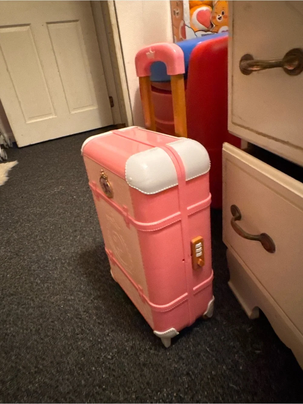 Disney Pink and White Rolling Toy Suitcase pretend play princess